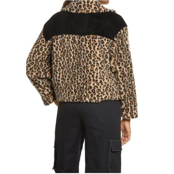 BP. Women's Leopard Colorblock Fleece Pullover in Tan Dale Leopard Small $55 - Picture 4 of 6